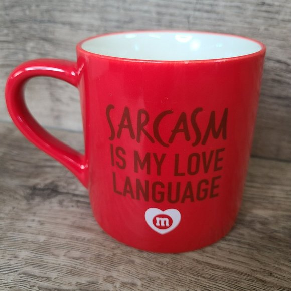 2022 Red M&M Sarcasm Is My Love Language Novilty Coffee Tea Mug - Picture 2 of 6